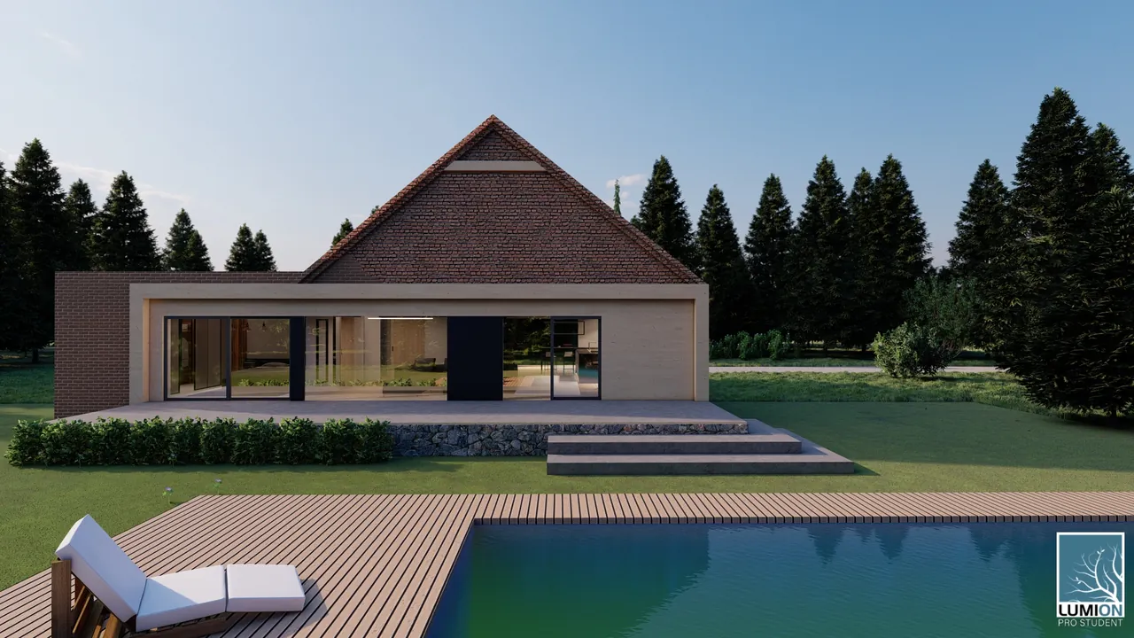 Exteriér – dům s bazénem